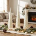 Tannenbaum Dekobaum mit Holzfuß Weißgrau 40cm 3er-Set für Innenbereich | Floristik24.at