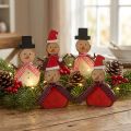 Dekofigur Schneemann Holz 10 cm 9 Stück, rot-weiß | Floristik24.at