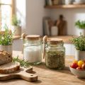 Deko-Gläser aus Glas mit Korkdeckel und Holzlöffeln, Grün, Ø 7 cm, H 10 cm, 2er-Set | Floristik24.at