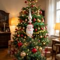 Baumspitze Glas Weihnachtsmann 34 cm Silber-Rot | Floristik24.at