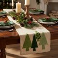 Tischläufer Weihnachten Tannenbäume Beige Grün 140x41,5cm | Floristik24.at