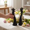 Polyresin-Dekofiguren Huhn und Hahn 19cm Schwarz-Gold 2er-Set | Floristik24.at