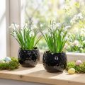 Blumentopf Keramik Ei 2er-Set Schwarz Ø10cm H8cm Indoor | Floristik24.at