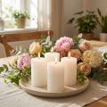 Durchgefärbte Stumpenkerzen Weiß 60x80mm 4er-Set für Wohn- und Tischdekoration | Floristik24.at