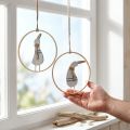 Hängedeko aus Holz, Fensteranhänger mit Entenmotiv, Ø 15 cm, 4 Stück | Floristik24.at