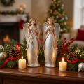 Engel-Figuren aus Polyresin, silber-roségold, H19cm, 2 Stück | Floristik24.at