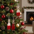 Rentiere aus Holz zum Hängen, Weihnachtsdekoration, Christbaumschmuck, 13 cm, Rot und Weiß, 8 Stück | Floristik24.at