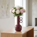 Metallvase 25cm hoch mit runden Griffen in glänzendem Rot für Innenräume | Floristik24.at