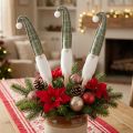 Weihnachtsmann am Holzstab mit grüner Filzmütze 57 cm 4 Stück | Floristik24.at