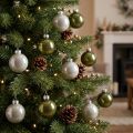 Mini-Christbaumkugeln Glas Grün und Silber 4 cm 24 Stück | Floristik24.at