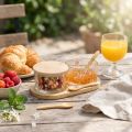 Tapas-Set Gläser mit Holzdeckel und Tablett 20×10×6,5 cm Pfirsich-Motiv | Floristik24.at