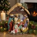 Weihnachtskrippe mit Figuren aus Polyresin 15,5×7×20cm | Floristik24.at