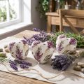 Keramik Herz 8,5 cm mit Lavendelmotiv, cremeweiß, 3 Stück | Floristik24.at