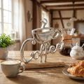 Metall-Deko Coffee mit Holzsockel, Silber und Natur, 17,5x5x18 cm | Floristik24.at