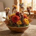 Dekorationsstecker Eule mit Federn, 5,5 cm, 6 Stück, Kunststoff und Holz | Floristik24.at