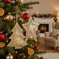 Metallanhänger Tanne und Stern, Christbaumschmuck, Gold, Antik-Optik, H15,5/17 cm, 4 Stück | Floristik24.at