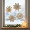 Set aus 4 Papier-Schneeflocken zum Aufhängen, 15 cm Durchmesser, weiß | Floristik24.at
