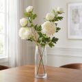 Künstliche Pfingstrosen mit 3 Blüten, Weiß-Creme, 81 cm, 2 Stück | Floristik24.at