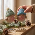 Deko-Vogel mit Mütze 2er-Set Polyresin Blau-Grün H18cm Winterdeko | Floristik24.at