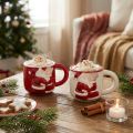 Weihnachtstassen-Set Keramik 8,5 cm Rot und Weiß mit Kussmotiv | Floristik24.at