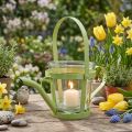 Windlicht Metall Grün mit Glaseinsatz 14 cm Ø, 13 cm Höhe | Floristik24.at