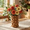 Keramik Blumenvase braun mit Feigenmotiv Ø14cm H22,5cm | Floristik24.at