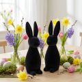 Dekofigur Osterhase Kunststoff Beflockt Schwarz H29,5cm 2er Set | Floristik24.at