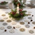 Holz-Schneeflocken Glitter-Mix Ø2 cm Natur Silber 144 Stück | Floristik24.at