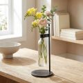 Dekovase aus Glas mit Metallständer Schwarz Ø16cm | Floristik24.at