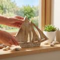 Segelboot aus Naturholz, maritime Deko, ca. 23 cm, naturfarben/weiß | Floristik24.at