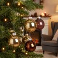 Weihnachtskugeln Glas Ø7,5 cm Gold Braun Apricot 12 Stück | Floristik24.at