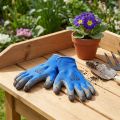 Kixx Nylon Gartenhandschuhe Größe 8 Blau-Schwarz mit gummierter Innenfläche | Floristik24.at