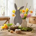 Osterhase Aufsteller 50 cm Grau Filz Holzsockel Tischdeko | Floristik24.at