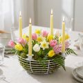 Kerzenhalter Weiß Dekoschale Metall Ø14cm H7cm | Floristik24.at