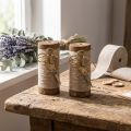 Garnspule aus Holz mit Juteband und Deko-Schere Ø6,5cm H15cm 2-teilig, Vintage-Stil | Floristik24.at