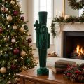 Nussknacker Figur 77 cm Grün Beflockt Weihnachtsdekoration Innenbereich | Floristik24.at