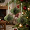 Weihnachtsanhänger aus Papier Grün Gold Ø8cm 4er-Set | Floristik24.at