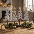 Tannenbaum Deko aus Filz mit Stern und Herz, Beige Rot, H21cm, 4 Stück | Floristik24.at