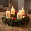 Adventskranz Tannenkranz Ø30cm Grün mit natürlichen und künstlichen Zapfen | Floristik24.at