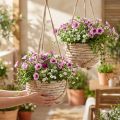 Korb zum Hängen aus Wasserhyazinthe Weiß 2er-Set 25/31cm | Floristik24.at