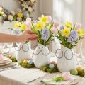 Vase Keramik Weiß Ø8,5cm H13cm mit Metallbrille 3er Set Osterdeko | Floristik24.at