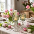 Teelichthalter aus Glas in Tulpenform, Grün, Ø 7 cm, H 16 cm, 2er Set | Floristik24.at