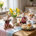 Osterhasen-Figuren aus Kunstharz 9cm Rosa-Braun 4er-Set | Floristik24.at