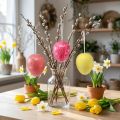 Dekorationsanhänger Ostereier Kunststoff Ø15cm Krakelee Gelb/Pink/Rot 3 Stück | Floristik24.at