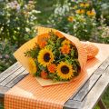 Manschettenpapier Karo-Muster Hellorange 37,5 cm x 100 m | Floristik24.at