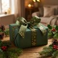 Dekoband Polyester Weihnachten Sterne Grün Gold 25mm x 15m | Floristik24.at