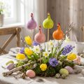 Hühnerstecker aus Keramik 7,5 cm in Frühlingsfarben für Innen- und Außendekoration | Floristik24.at