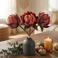Deko-Protea künstlich, Kunstblumen, rotorange, 34 cm, 3 Stück | Floristik24.at
