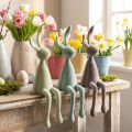 Osterdeko Hasenfiguren sitzend, 36 cm, beflockt, Grün und Braun, 3er-Set | Floristik24.at