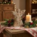 Weihnachtsengel aus Mangoholz 20×18×2,5cm in Natur- und Metallback | Floristik24.at
